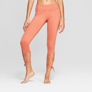JoyLab Women's Comfort Side Tie Mid-Rise Capri Leggings Cognac